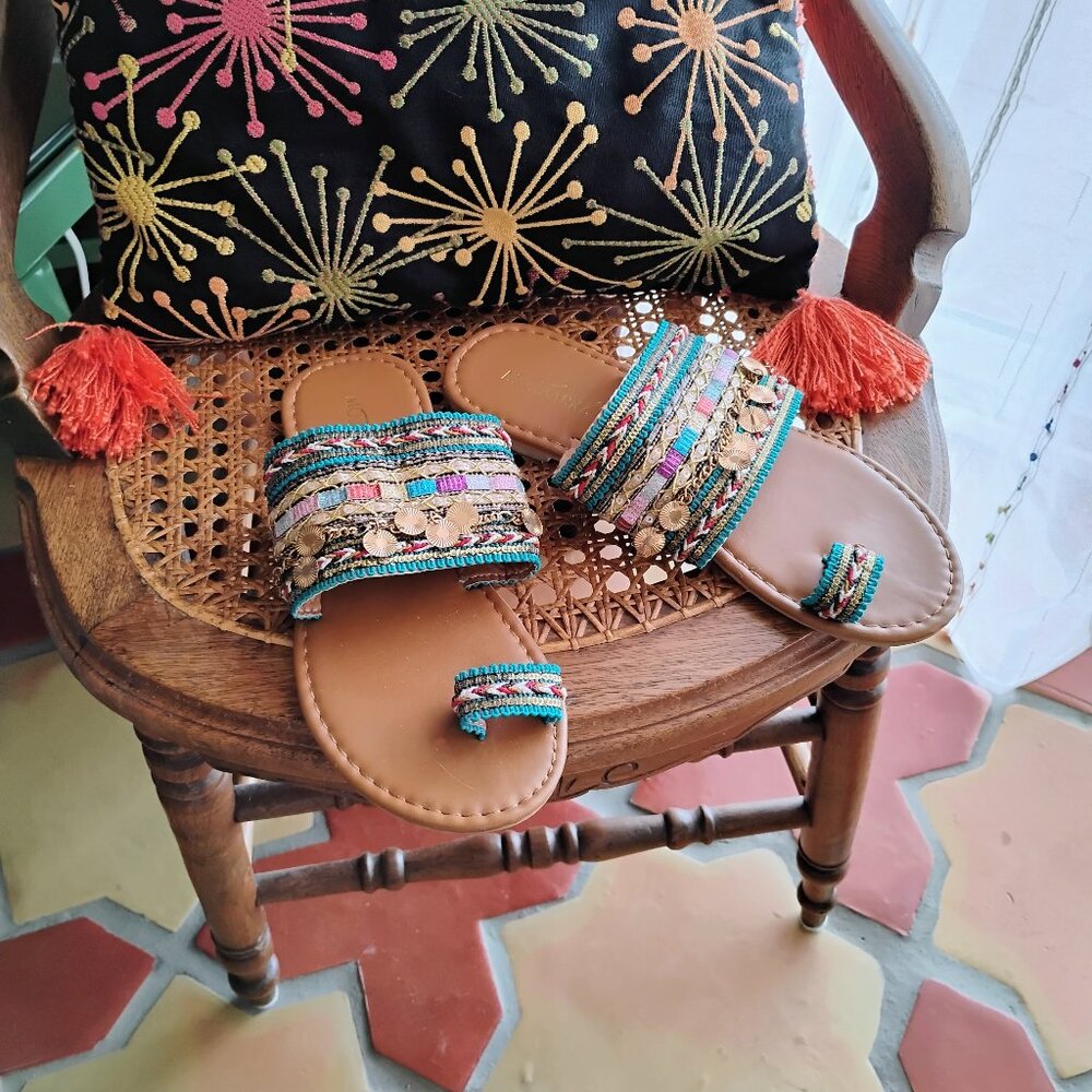 Morbarrz Ethnic Toe Ring Sandals Sz 9.5 M